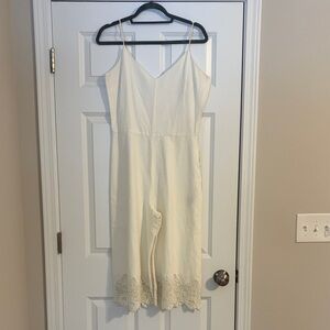 Zara Cream Jumpsuit with Lace Hem